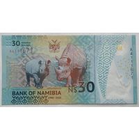 Намибия 30 долларов 2020 г. Юбилейная. 30 лет Независимости. Полимер