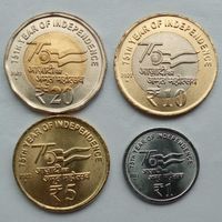 Индия НАБОР 4 монеты 2022 75 лет независимости (Бомбей) UNC