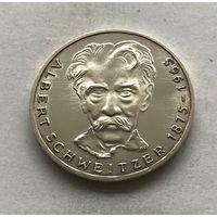 Германия 5 марок 1975 - 100 лет со дня рождения Альберта Швейцера - серебро, серебро!