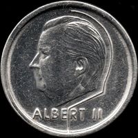 Бельгия 1 франк (Ё) 1994 г. КМ 188 (2-1)
