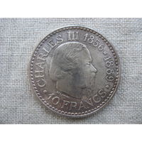 Монако 10 франков 1966 год 110 лет вступлению на престол Чарльза III