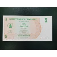 Зимбабве 5 долларов 2006 UNC