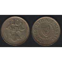 Кипр km56.3 10 центов 1993 год (10-контур, год большой) (f
