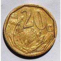 ЮАР, 20 центов 1999. Надпись на языке тсвана с ошибкой: AFERIKA BORWA