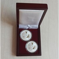Футляр для 2 монет с капсулами 37.00 mm 1 рубль NiCu или 10 рублей Ag деревянный