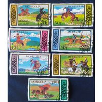 Монголия 1987 наездники, лошадь .
