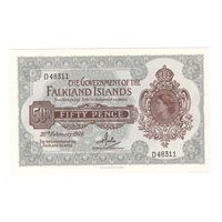 Фолклендские острова 50 пенсов 1974 года. Дата 20 февраля. Тип Р 10b. Состояние UNC!