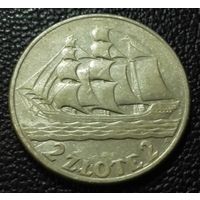 2 злотых 1936 15 лет морскому порту Гдыня (кораблик) состояние