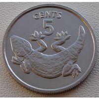 Кирибати. 5 центов 1979 год KM#3 "Ящерица геккон"  Тираж: 20.000 шт