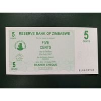 Зимбабве 5 центов 2006 UNC