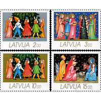 Рождество  Латвия 1992 год серия из 4-х марок