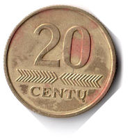Литва. 20 центов. 2007 г.