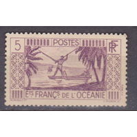 Флот лодки Ловля рыбы на копье Французские колонии Французская Океания 1934 год лот  2  ЧИСТАЯ