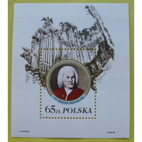Польша. 300 лет со дня рождения Иоганна Себастьяна Баха ( Блок ) 1985 года.