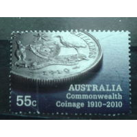 Австралия 2010 100 лет монетам Австралии, на монете герб