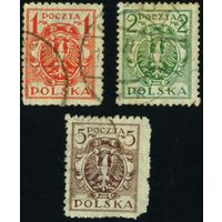 Орел Польша 1920 год 3 марки