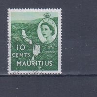 [1103] Британские колонии.Маврикий 1953. Елизавета II.Водопад. Гашеная марка.