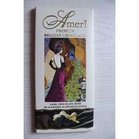 Картонная упаковка от шоколада -- Ameri горький со вкусом ежевики и имбиря (Бельгия, февраль 2020, 100 г)