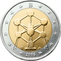 2 евро 2006 Бельгия Атомиум UNC из ролла