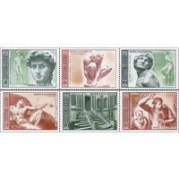 500-летие Микельанджело СССР 1975 год (4432-4438) серия из 6 марок в 2-х сцепках