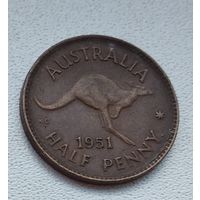 Австралия 1/2 пенни, 1951 Точка после "PENNY" 2-3-20
