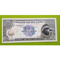 Банкнота 2 dollars Chatham isl.  1999  Polymer