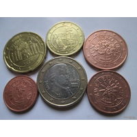 Набор евро монет Австрия 2007 г. (1, 2, 5, 10, 20 евроцентов, 1 евро)