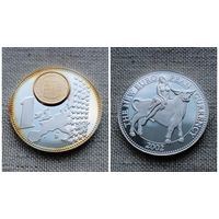 Нидерланды медаль 2002/ Монета на медали /Испания 1 евроцент 2001 год/серебрение/ Пруф / Капсула
