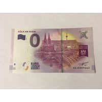 Ноль евро сувенирная банкота Кельн мост через Рейн  2017 год пресс