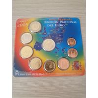 Официальный набор монет евро Испании регулярного чекана и 2 евро Дон Кихот (9 монет) 2005 года BU.