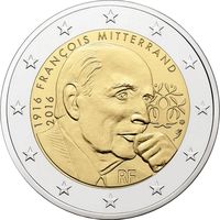 2 евро Франция 2016 Миттеран Франсуа UNC из ролла