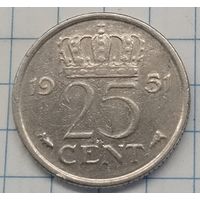 Нидерланды 25 центов 1951г.km183