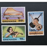 Гренада 1978 / Культура. 150 лет со дня смерти Бетховена. Музыкальные инструменты. 3 марки из серии
