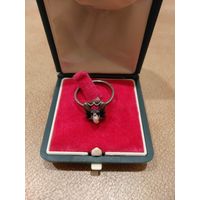 Кольцо перстень женский СССР серебро клеймо 875 пробы  с жемчугом