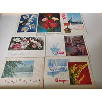 7 поздравительных открыток художника И.Дергелева 1960-е годы