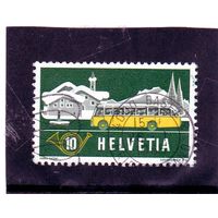 Швейцария.Ми-586.Почта в зимнем пейзаже (Граубюнден). Серия: Почта в Альпах. 1953.