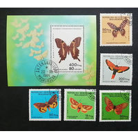 Мадагаскар 1984 г. Бабочки. Фауна, полная серия из 5 марок + Блок #0116-Ф2P24