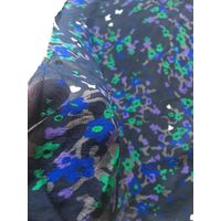 Ткань шелк натуральный Винтаж ретро времён СССР Кусочек замеры на фото Цвет темно- синий в цветочки