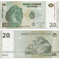 Конго 20 франков  2003 год  UNC