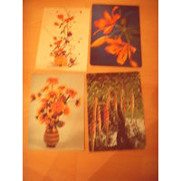 3 открытки ПНР и 1 открытка ГДР чистые цветы