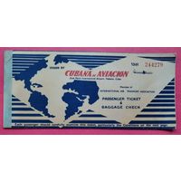 Билет "Кубинские авиалинии" Гавана - Москва и некоторые сопутствующие документы пассажира.  Куба. 1965 год