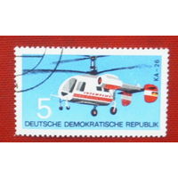 ГДР. Вертолёт. ( 1 марка ) 1972 года. 4-20.