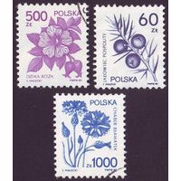 Лечебные растения Польша 1989 год 3 марки