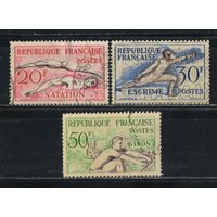 Франция 1953 Спорт Плаванье Фехтование Гребля #978,980,982