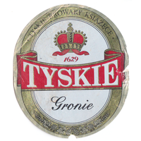 Этикетка пива Tyskie Польша б/у П398