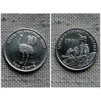 Эритрея 10 центов 1997/фауна/ птицы - страус /FA