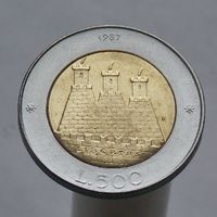 Сан-Марино 500 лир 1987 15 лет возобновлению чеканке монет