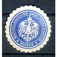 Германия, Рейх- 1900-е - главное королевское почтовое управление Аахен - 1 виньетка-облатка - чистая, без клея, есть небольшой разрыв сверху. Без МЦ!