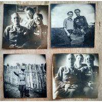 4 содатских фото с наградами. 5.5х5.5 см. 1940-е. Цена за все.