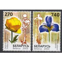 Редкие виды цветы Беларусь Флора 2003 год (513-514)  2 марки ** Красная книга